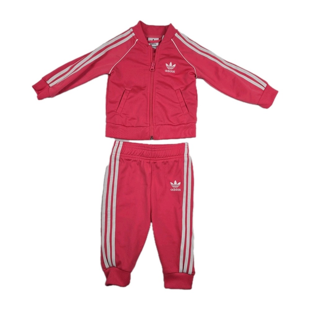 Adidas Classic Track Suit‎ Pink Baby Toddler Girls Size 9 Months